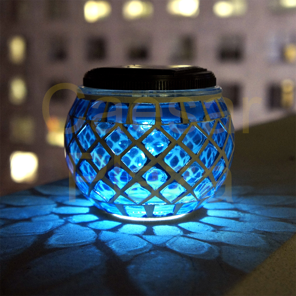 6 Outdoor Garden Solar Mosaic Glass Ball Landscape Path Lights Lamp